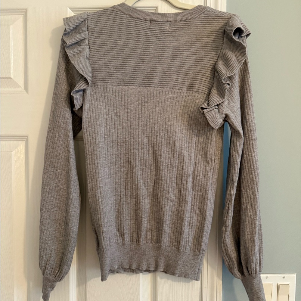 &Merci Gray Ruffled Sweater - Picture 5 of 7